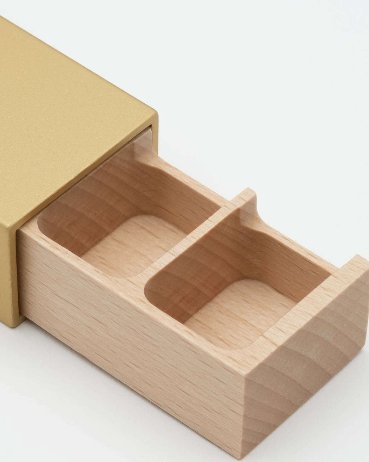 Monolith L Pillendose in Gold, Buche – Bild 3
