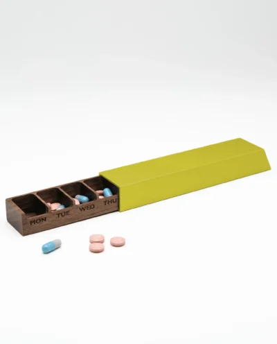 Monolith L pillbox in neon, walnut